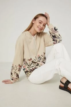 Γυναικεία Με φερμουάρ Βαμβακερή μπλούζα Medicine χρώμα: μπεζ,